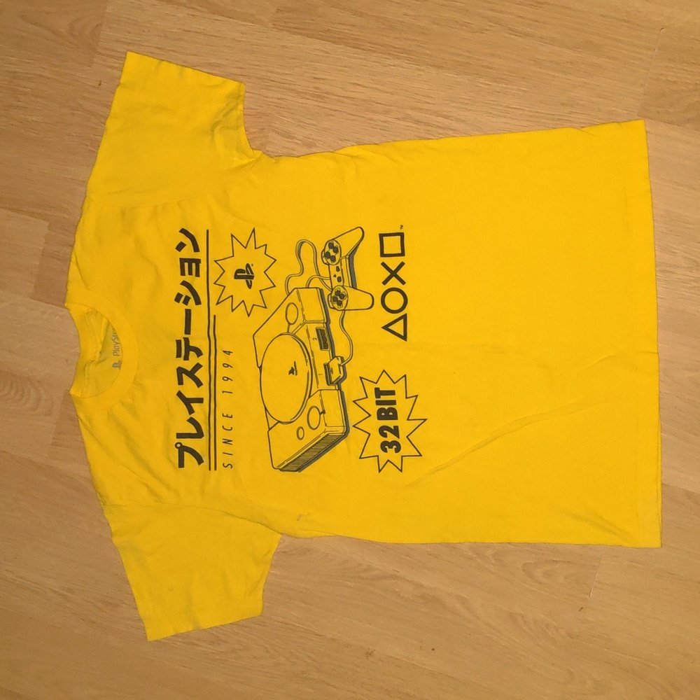 Sony PlayStation One 32 BIT Men's Yellow  Graphic Cotton T-Shirt Size M